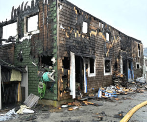 The remains of a barn at 2231 Friendship Road in Waldoboro after a fire on Friday, Feb. 20, the second of two fires the Waldoboro Fire Department responded to that day. Waldoboro firefighters remained on scene for more than 12 hours. (Courtesy photo)