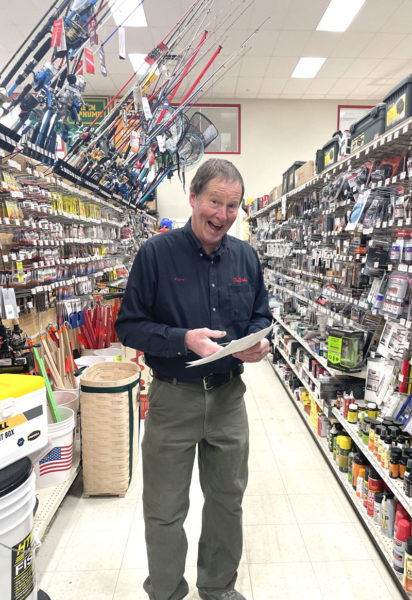 Ames True Value Hardware and Supply owner Wayne Averill stands in an aisle of the Wiscasset store. Averill, who has worked in retail since he was in high school, said he couldnt imagine doing anything else. (Sherwood Olin photo)