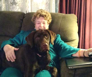 Lexy sits on the lap of Charlotte Boynton, aka Nanny, when she needs to be protected or when she feels that Nanny needs to be protected. (Charlotte Boynton photo)