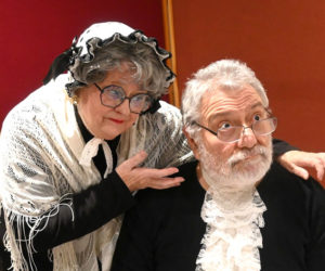 Nick Azzaretti appears as both Mr. Bennet and Sir William Lucas and Eleanor Cade Busby plays Mrs. Bennet in the River Companys staged reading of Pride and Prejudice. The pair of old friends have been opposite one another in several productions, most recently as Ma and Pa in Woody Guthrie's American Song. (Photo courtesy Eleanor Busby)
