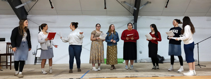 Members of the Coastal Christian School drama program practice for the upcoming Dinner and a Show fundraiser. (Photo courtesy Pam Townsend)