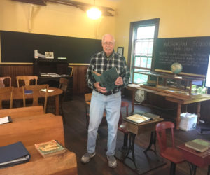 The Round Pond Schoolhouse Association is seeking applicants for the $2,000 William Irving Smith Education Award. The honoree, a Washington School alum and Round Pond native, is pictured here in the Washington Schoolhouse classroom where it all began. (Courtesy photo)