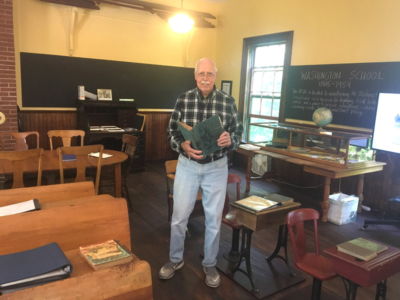 The Round Pond Schoolhouse Association is seeking applicants for the $2,000 William Irving Smith Education Award. The honoree, a Washington School alum and Round Pond native, is pictured here in the Washington Schoolhouse classroom where it all began. (Courtesy photo)