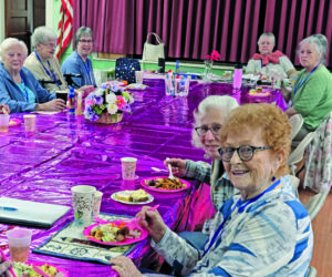 Medomak Valley Senior Citizens enjoy a potluck lunch during their meeting May 4. (Photo courtesy Norma Sproul)