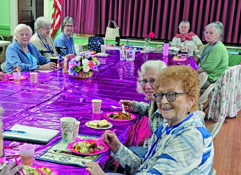 Medomak Valley Senior Citizens enjoy a potluck lunch during their meeting May 4. (Photo courtesy Norma Sproul)