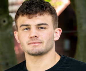 Jakobi Hagar poses for a photo in Damariscotta on June 2. Hagar, of Newcastle, is a three-time state wrestling champion and plans to add a fourth title during his senior year at Lincoln Academy. (Bisi Cameron Yee photo)