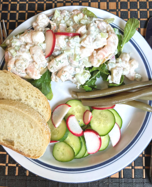 Shrimp salad on artichoke bottoms (Photo courtesy I. Winicov Harrington)